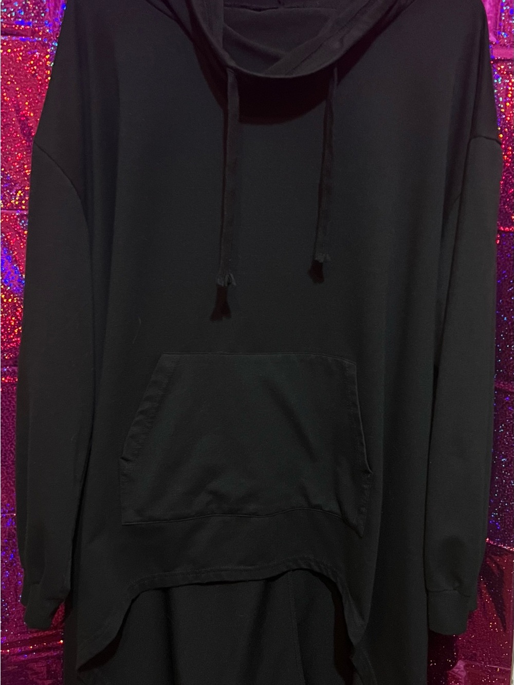 Women's Black Hooded Oversized Pullover Sweatshirt